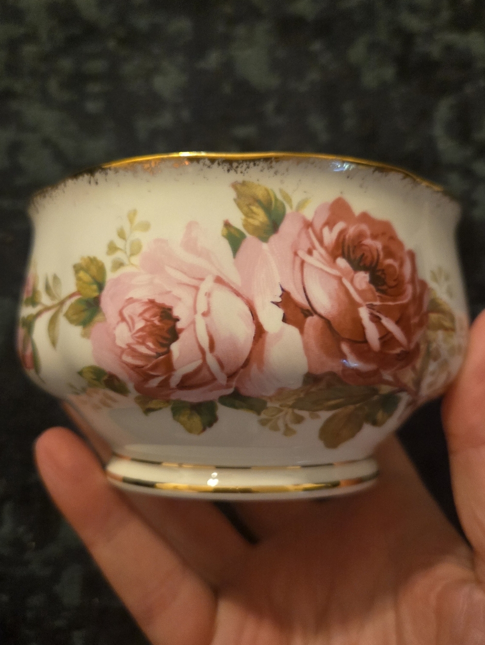 Royal Albert American Rose Pattern Sugar Bowl with Gold Trim